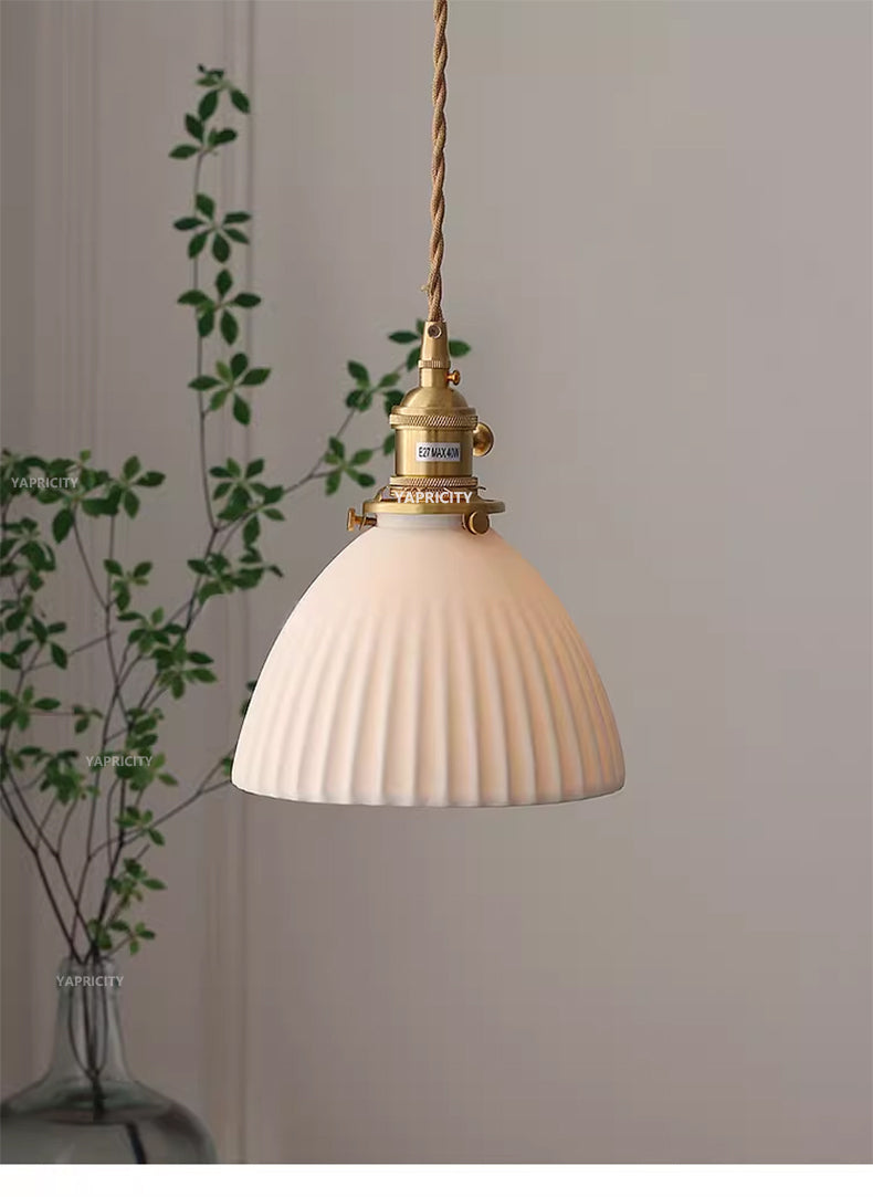 Scandinavian Ceramic Hanging Lamp with Switch E27 Socket North Minimalist Brass Led Pendant Lights