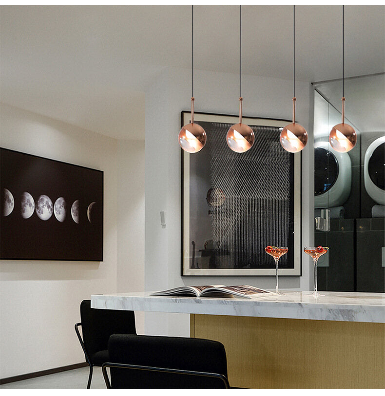 Nordic Loft Rose Gold crystal Ball Pendant Light Personality Designer Aisle Bar Living Room Bedside Suspension Light Fixtures