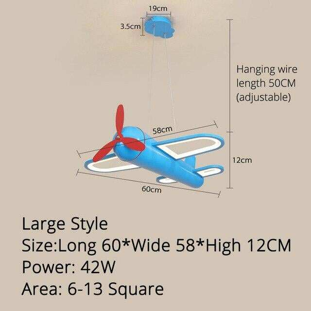 LED Pendant Light For Children Baby Bedroom Blue Airplane Shape Remote Control Lamp Lighting Lamparas Luminaria Avize
