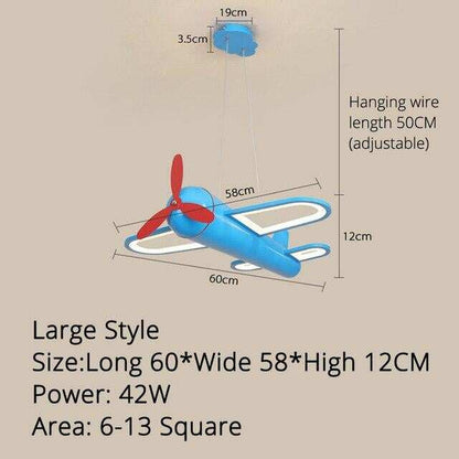 LED Pendant Light For Children Baby Bedroom Blue Airplane Shape Remote Control Lamp Lighting Lamparas Luminaria Avize