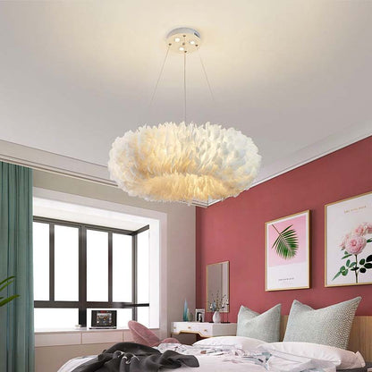 Scandinavian Master Bedroom Light Modern Minimalist Personality Creative Cream Wind Clouds Warm Romantic Feather Chandelier