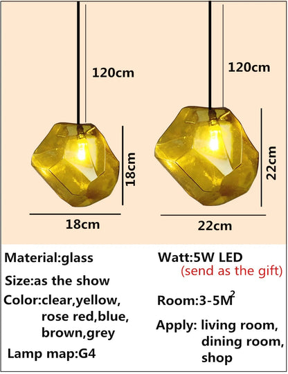 Simple Stone glass pendant light colorful indoor G4 LED lamp The restaurant dining room bar cafe shop lighting Fixture