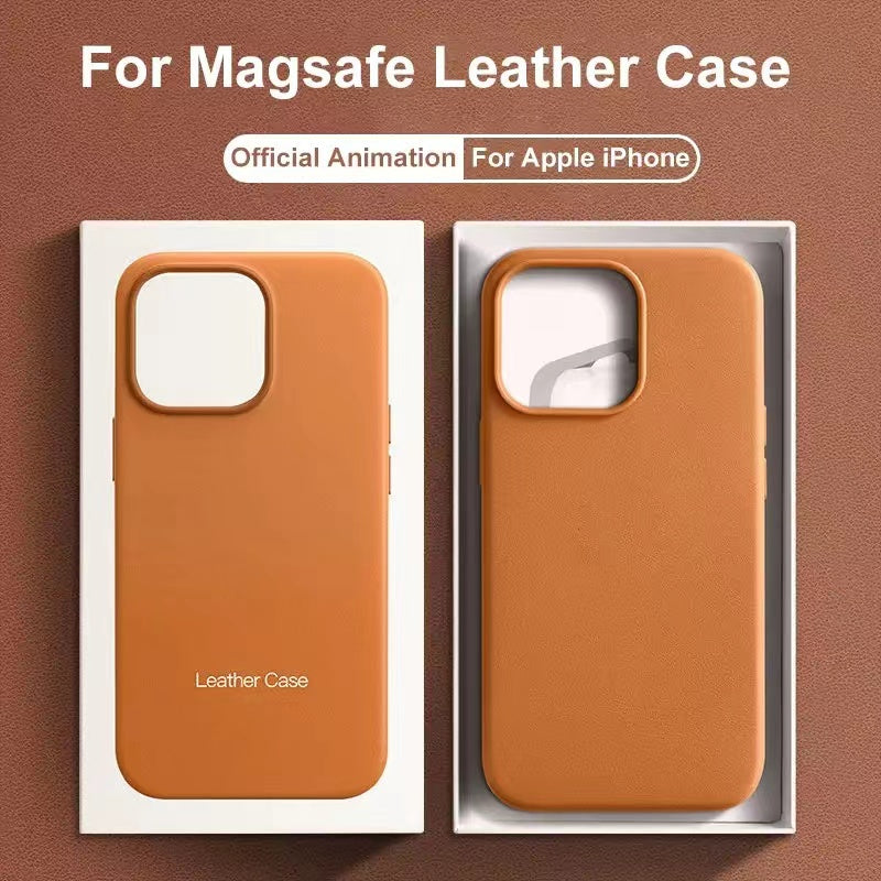 Official MagSafe Leather Case for Apple iPhone 17 Pro Max 16 13 12 14 15 Plus Original Strong MacSafe Magnetic Cover Accessories