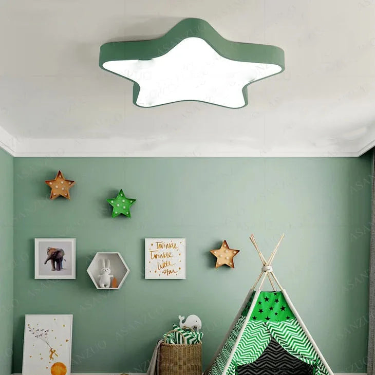 Children's Room Study Lamp Warmromantic Princess Five-pointed Star Ceiling Lamp