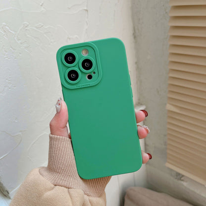 Titanium Gray Fine Hole Liquid Silicone Phone Case for IPhone 16 15 14 13 12 11 Pro Max Plus Full Shockproof Soft Bumper Cover