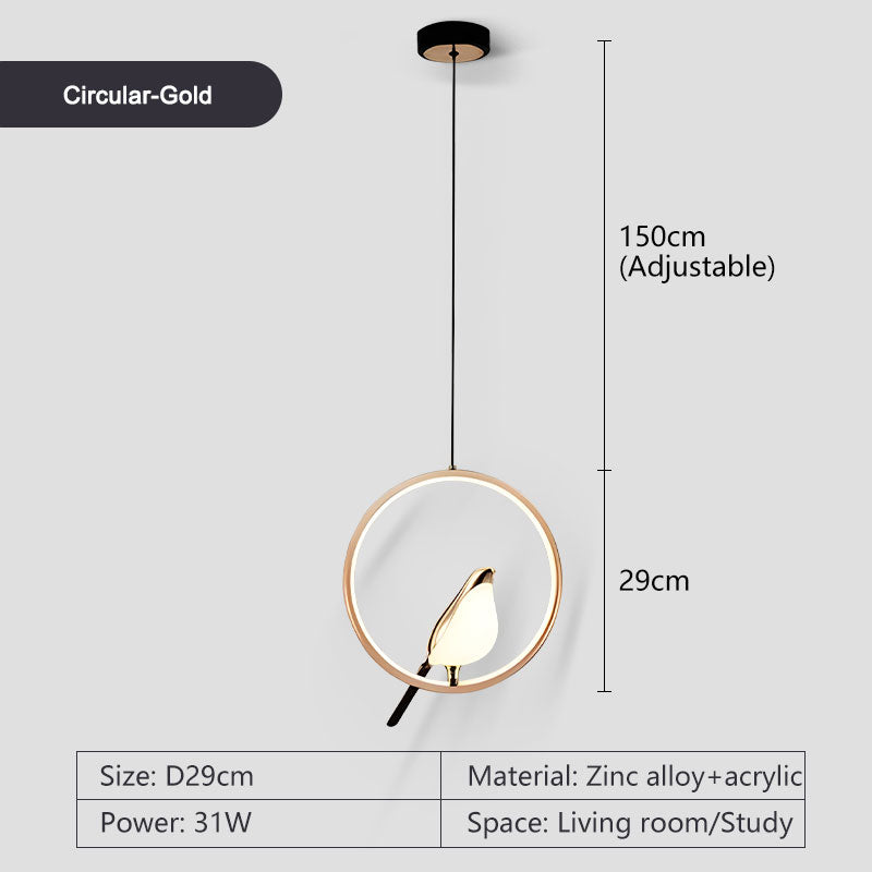Magpie Bird LED Cord Pendant Lamps for Bedside Bedroom Indoor Chandelier Hanging Lamps Decor for Living Room Restaurant Lighting