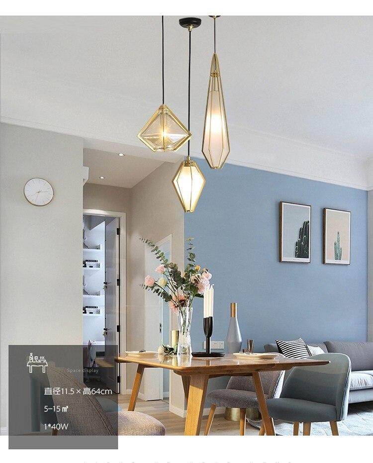 Post Modern Glass Pendant Light Hanging Nordic Living Room Walk In Closet Gold Pendant Lamp Suspension Lighting Fixture
