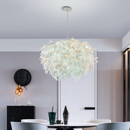 White Leaves Warm LED Light Atring Bedroom Restaurant Guest art Atmosphere Pendant Light Modern Studio Gallery Lighting Fixture