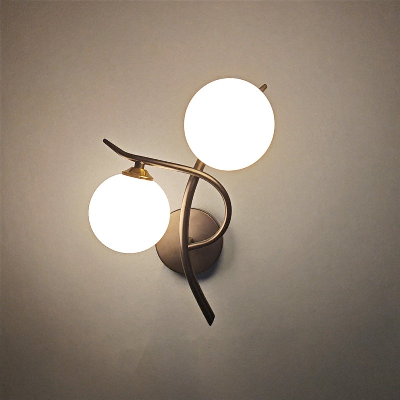 Nordic Modern Iron Wall Lamps LED Bedroom Bed Lamp Learning Corridor Room Indoor Wall Lights Glass Ball Decor Light Fixtures E27