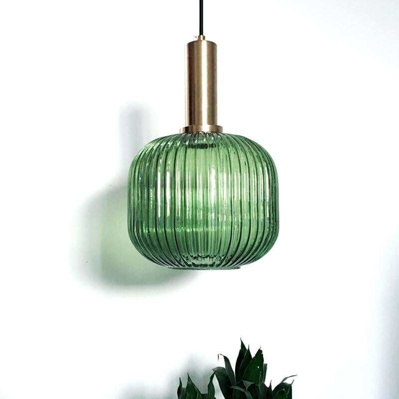 Novelty Stripe Glass Hanging Lights E27 LED 6 Color Lamp Holder Pendant Lamp For Kitchen Living Room Bedroom Hotel Restaurant