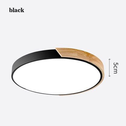 LED Ceiling Lights Ultra Thin Modern Ceiling Lamp Nordic Dimmable Wood Livingroom Bedroom Round Light Fixture Surface Mounted