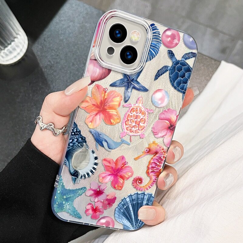 Sea Turtle Phone Case For iPhone 17 16 15 14 13 12 11 Pro Max 16E XS X XR 7 8 Plus Cute Marine organism Pattern Cover