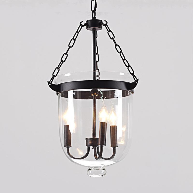 Round American Country Glass Chandelier Candle Lamp Bucket Chandelier