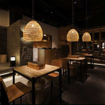 Restaurant Tatami Bedroom Study Lamp Garden B&B LED Living Room Rattan Chandelier