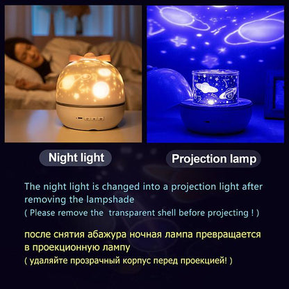 Music Projector Night Light With  Speaker Chargeable Universe Starry Sky Rotate LED Lamp Colorful Flashing Star Kids Baby Gift