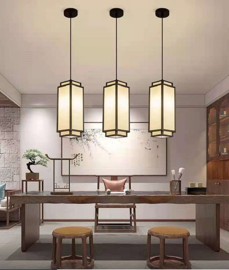 New Chinese Pendant Lights for Living Room Dining Room Aisle Entrance Fabric Light Fixtures for Celling Chandelier Modern