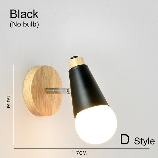 Nordic Wood Wall Lights Bedroom Beside LED Lights Black & White Modern E27 Wall Lamps LED Restaurant Bar Lighting E27 ZBD0016