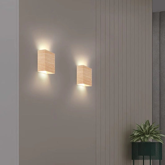 Nordic Wall Lamp Led Up Down Warm Light For Living Room Bedroom Wall Decor Wood/Walnut Corridor Sconce Decorative