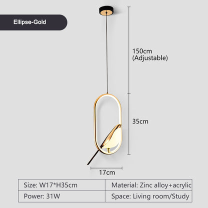 Magpie Bird LED Cord Pendant Lamps for Bedside Bedroom Indoor Chandelier Hanging Lamps Decor for Living Room Restaurant Lighting