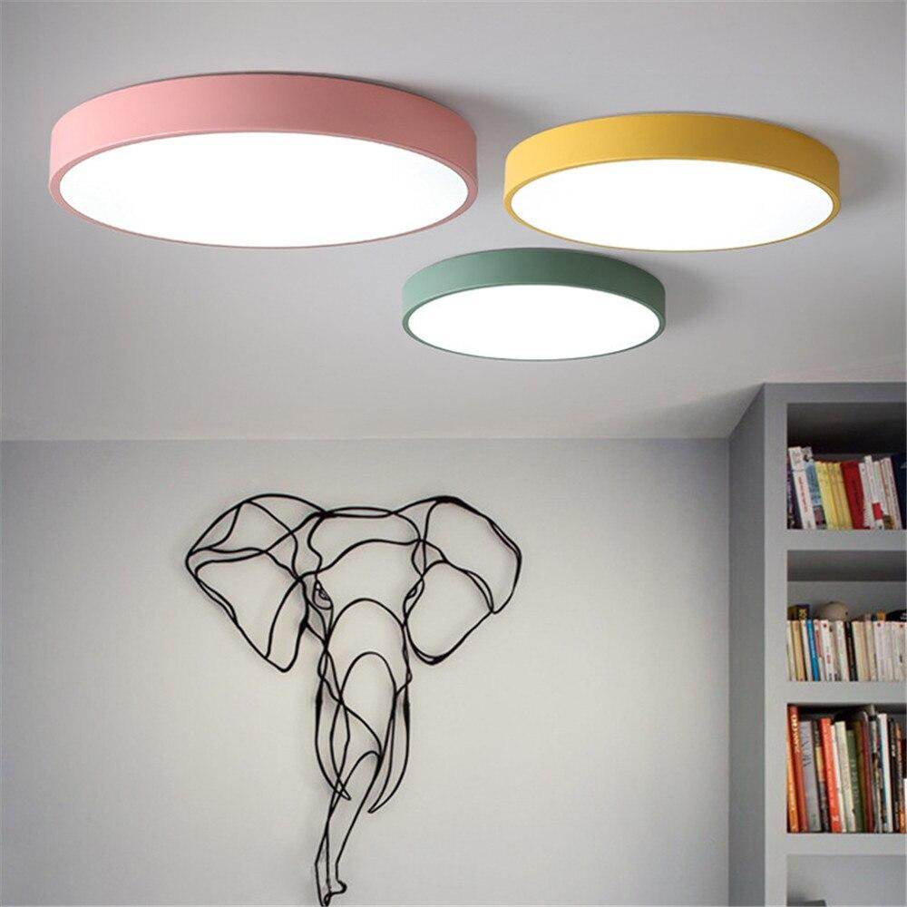 Modern Ceiling Light Round Macarons Lighting Iron Metal Acrylic Kitchen Bed Room Foyer LED Chip Lamp Decoration Light Fixture