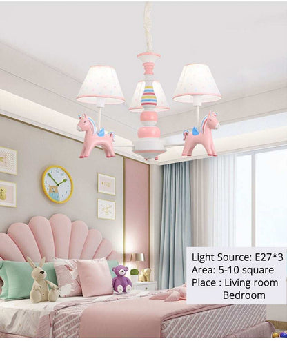 Chandelier Children's Room Lamp Boy And Girl Baby Bedroom Chandelier Nordic Pastoral  Cartoon Creative Pegasus Lamps