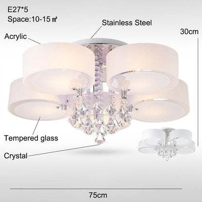 Modern Crystal Ceiling Lights Living Fashionable Design Light Dining  Changeable Led Ceiling Lamp Bedroom White Shade Acrylic