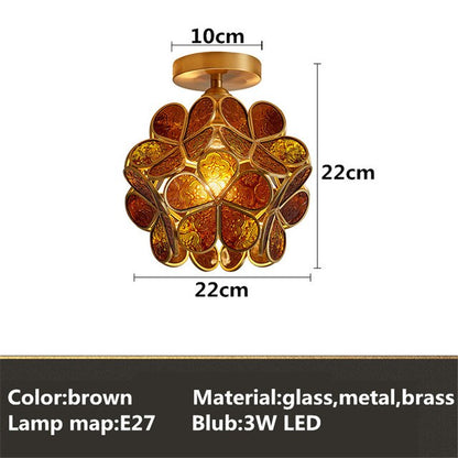 Europe Colorful Flower Glass Ceiling Lamp E26/27 LED Indoor Lamp Modern Restaurant Dining Room Bar Cafe Shop Lighting Fixture