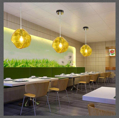 Modern Scandinavian Ice Crystal Glass Pendant Lights Creative Restaurant Hanging Lights Colored Stone Single Head Luminarias
