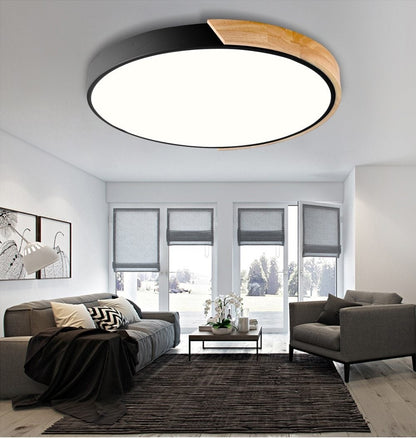 Nordic Wood led Ceiling Lights Modern Colorful Bedroom Ceiling Lamps Round thin plafondlamp Lighting lamparas de techo 30cm 40cm