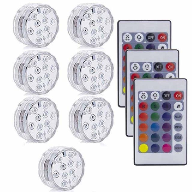 10LED RGB LED Underwater Light Pond Submersible IP67 Waterproof Swimming Pool Light Battery Operated For Wedding Party