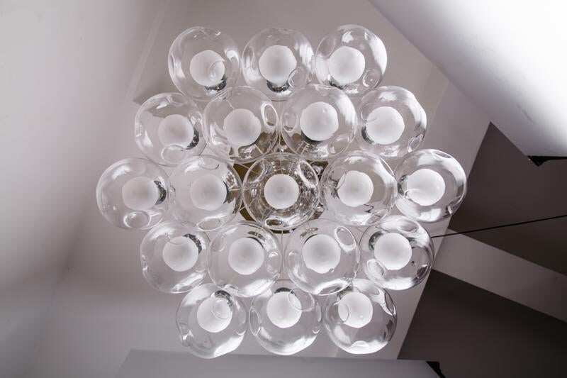 Nordic Modern LED Double-Deck Glass Ball Pendant Lights G4 Bulb Hall Lights