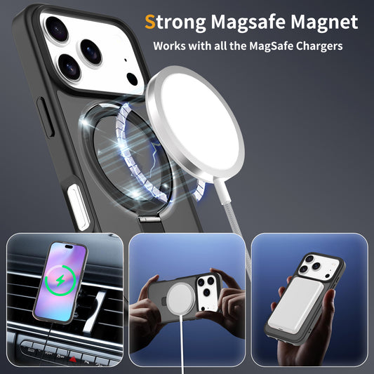 Sandblasted Magnetic 2-in-1 Phone Case for iPhone 17 Pro Max 15mm Stand Compatible Protective Cover