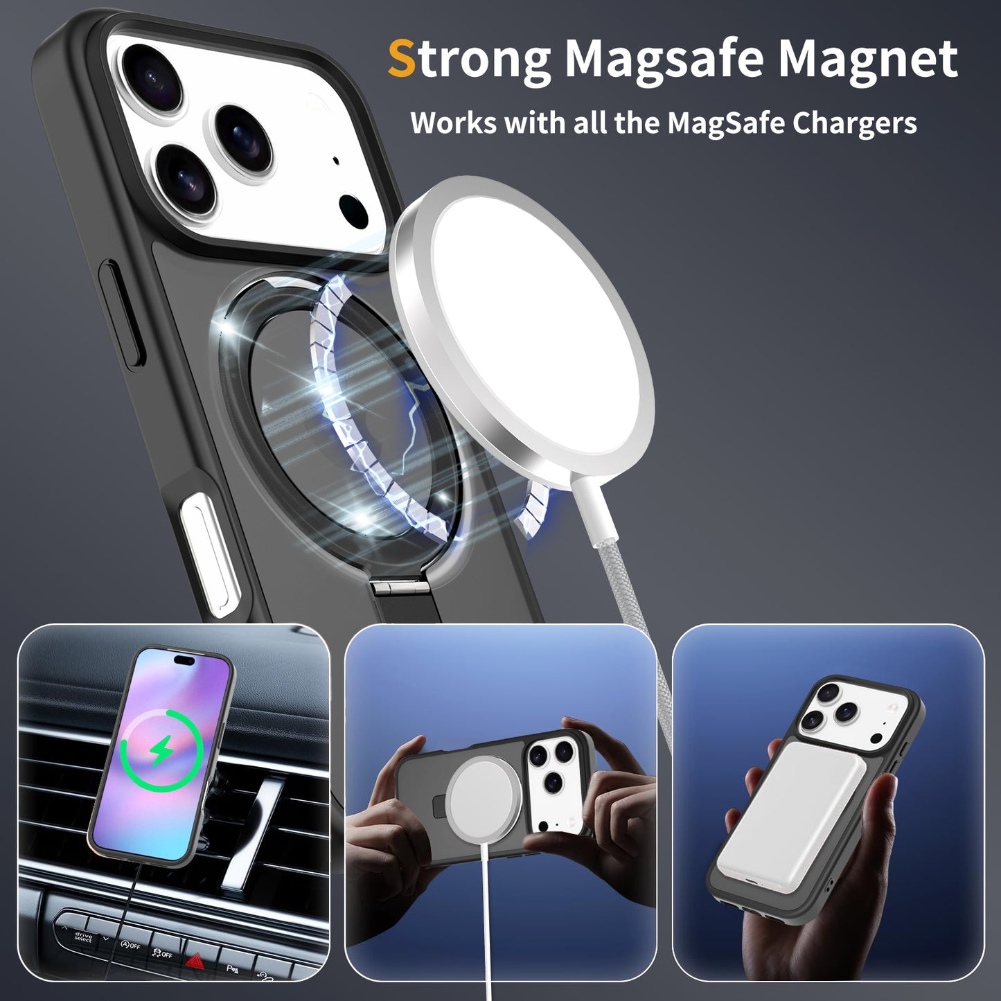 Sandblasted Magnetic 2-in-1 Phone Case for iPhone 17 Pro Max 15mm Stand Compatible Protective Cover