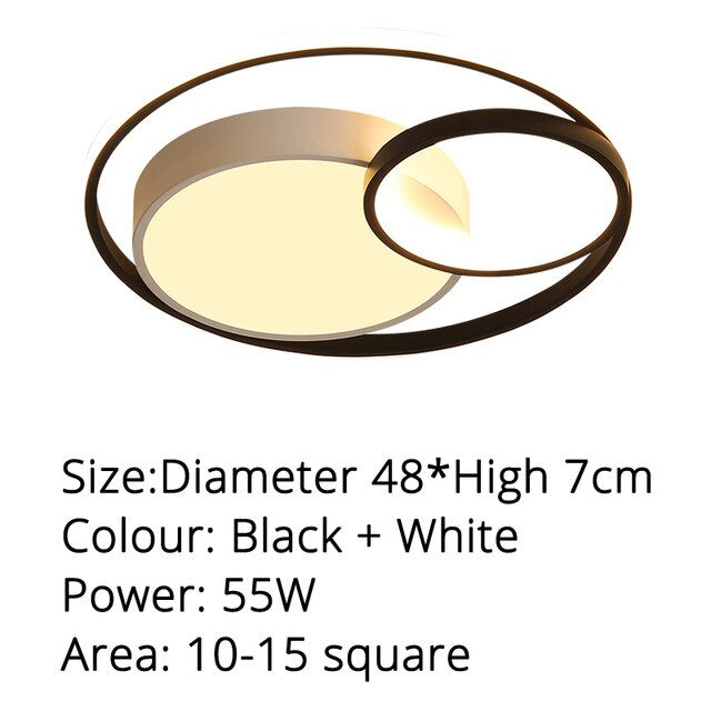 Modern LED Ceiling Lamp For Bedroom Study Room White Black Grey Frame Indoor Lighting Lights Lampadario Luminaria Lustres