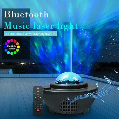 LED Star Night Light Wave Sky Starry Galaxy Projector Blueteeth USB Voice Control Music Player 360 Rotation Night Lighting Lamp
