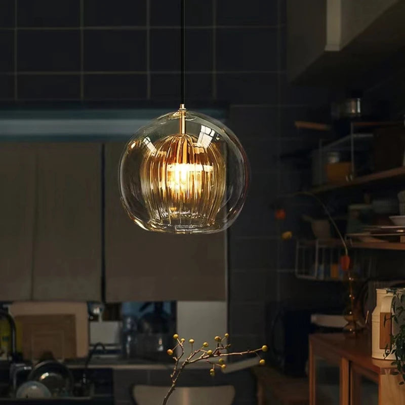 Nordic Modern Glass Pendant Lamp Restaurant Bedroom Bedside Dining Room Kitchen Lights Island Counter Bar Lighting Hanging Home