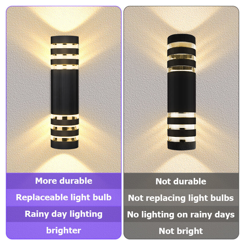 Replaceable Bulb Wall Light Outdoor LED Wall Lamp Up Down Porch Light Waterproof Exterior Sconce Light for Balcony Garden Stair