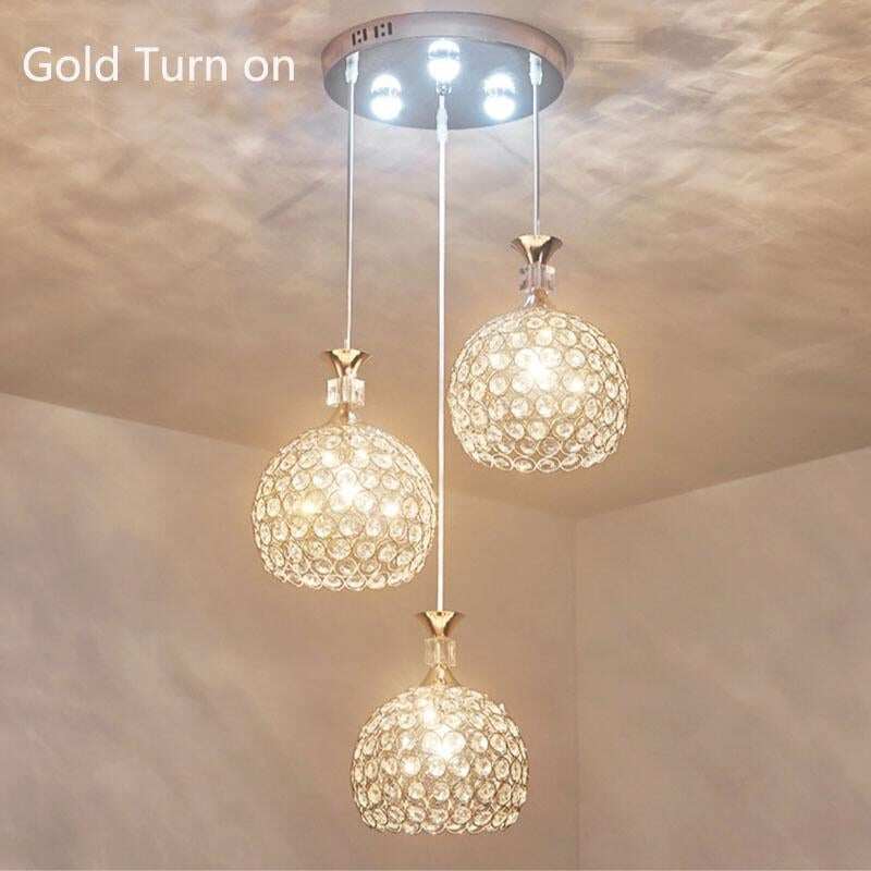 Modern Simplicity Style Indoor Decorations Pendant Lamp E27 LED Crystal Pendant Lights For Restaurant 3 Heads Hanging Light