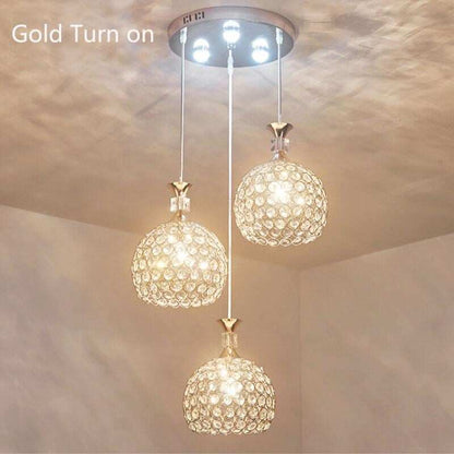 Modern Simplicity Style Indoor Decorations Pendant Lamp E27 LED Crystal Pendant Lights For Restaurant 3 Heads Hanging Light