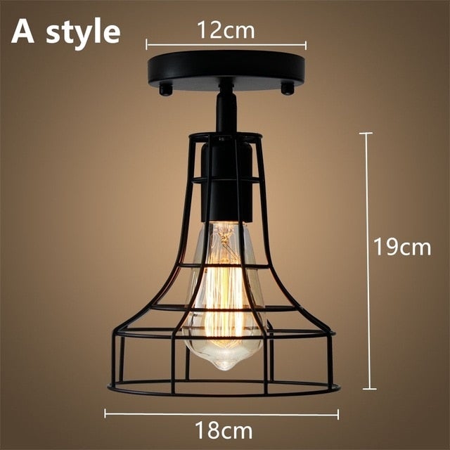 Modern Led Ceiling Lights Adjustable Angle Iron Cage Loft Bulb Ceiling Lamps E27 Industrial Indoor Lighting ZXD0004