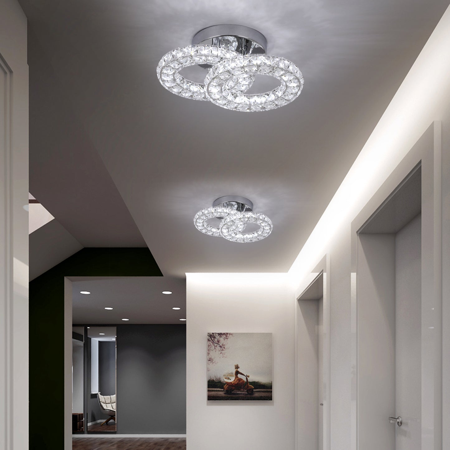 GreeLustr Modern Luxury Crystal Ceiling Lamp Chandelier Dining Living Room LED Indoor Lighting Fixture Home Decor Bedroom