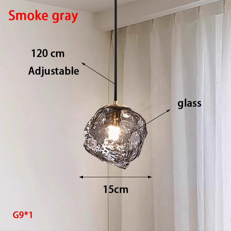 Modern Retro Ice Cube Glass Bedroom Bedside Long Line Small Chandelier Dining Room bar Counter Atmosphere Stone Small Chandelier