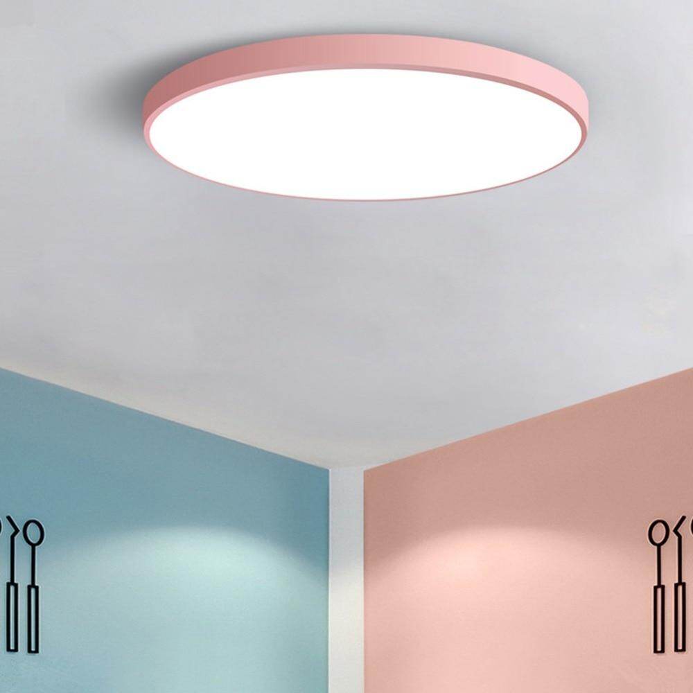Modern Macaron Panel Lamp LED Ceiling Light Fixture Remote Control Hall Surface Mount Flush Bedroom Living Room Round Lighting