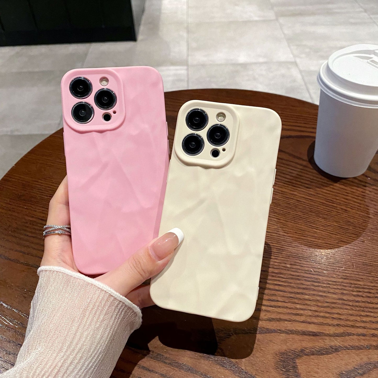 For iPhone 17 16 15 14 13 12 11 Pro Max Plus Mini XS Max X XR Ice Cream Frosted Wrinkled Soft Phone Case Protective Soft Back Cover