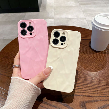 For iPhone 17 16 15 14 13 12 11 Pro Max Plus Mini XS Max X XR Ice Cream Frosted Wrinkled Soft Phone Case Protective Soft Back Cover
