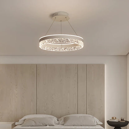Modern Round Ring Led Chandelier Remote Control Pendant Lamp For Living Room Dining Room Kitchen Bedroom Design Hanging Light