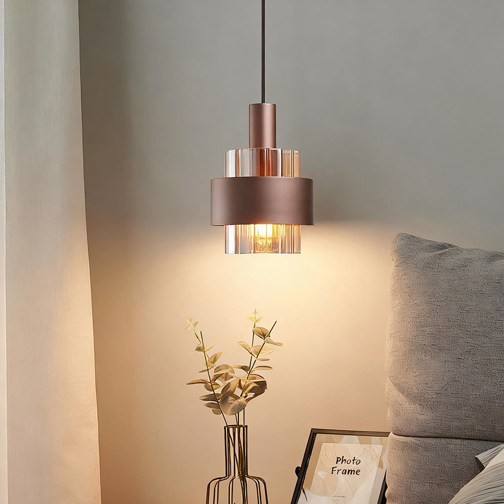 Modern Pendant Lights E27 LED Amber Glass Bronze Colored Chandeliers Dining Bedroom Hanging Lamps Pendant