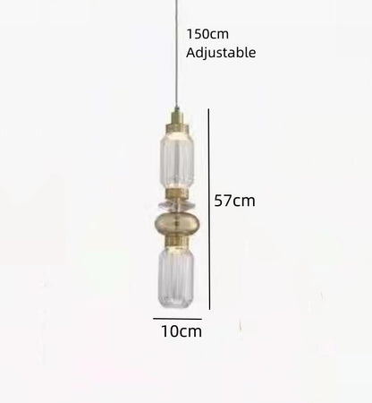 Clear Amber Glass LED Chandelier Modern Pendant Lamp Hall Parlor Restaurant Bedside Lighting Fixtures