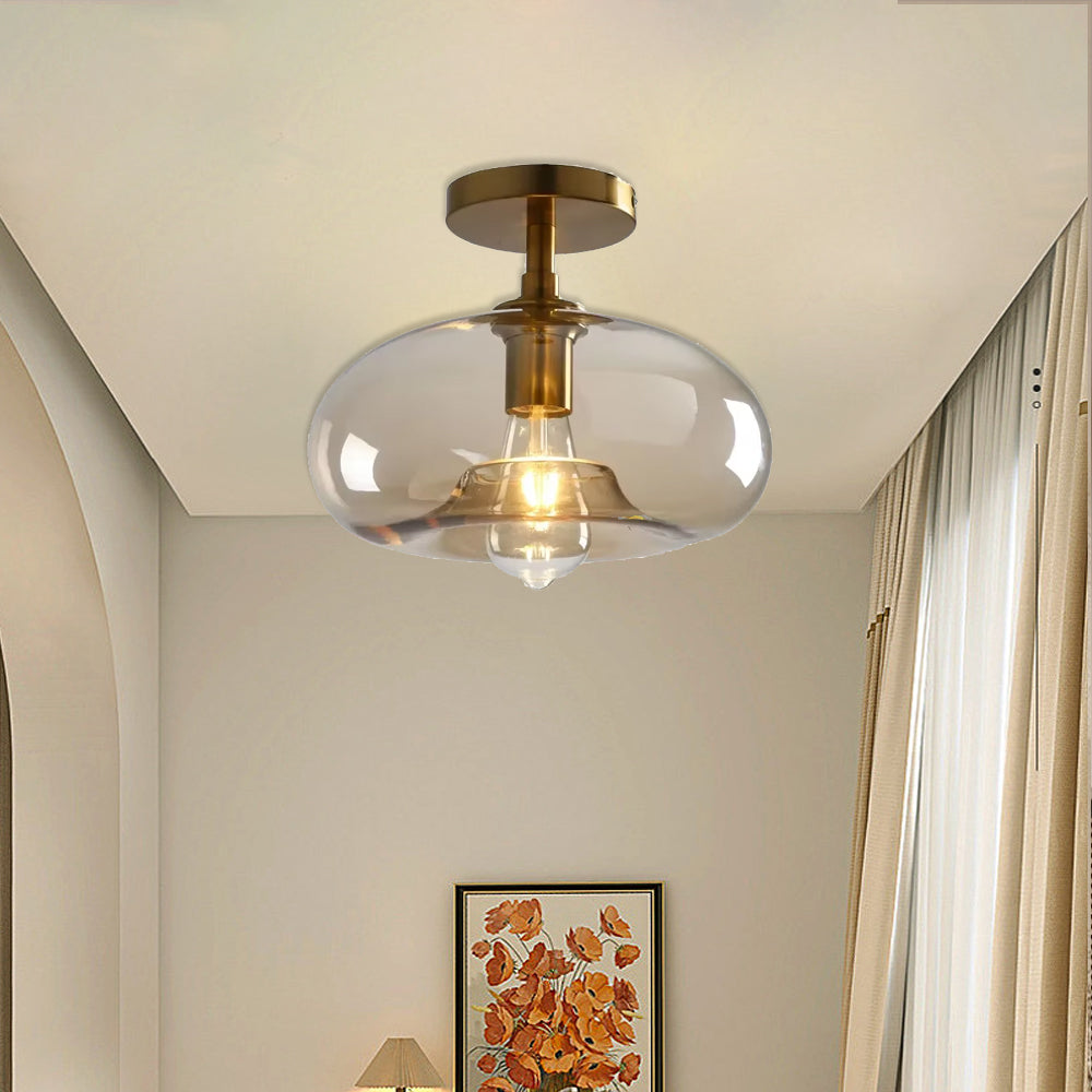 Nordic LED Glass Ceiling Light Cognac For Living Room Bedroom Cloakroom Indoor Warm Light Decor Ceiling Lights
