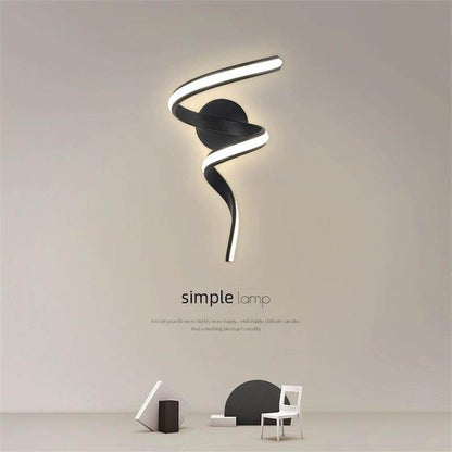 Modern LED Wall Lamp Minimalist Spiral Wall Light Curve Fixture Surface Mount Art Led Wall Sconce